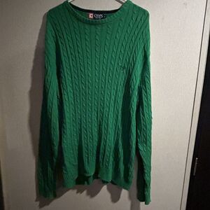 Polo Ralph Lauren Mens Size Medium Green Pullover Cable Knit Round Neck Sweater